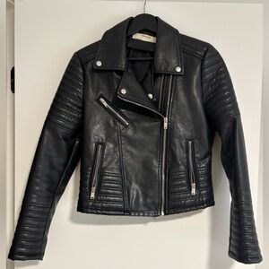 NWT black vegan leather fitted motorcycle jacket